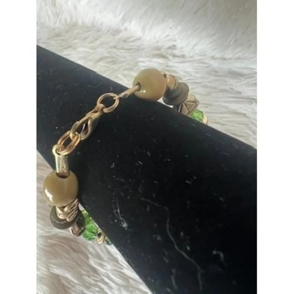 Domino Thistle Bracelet‎ Vintage Green Botanical Whimsigoth Mahjong